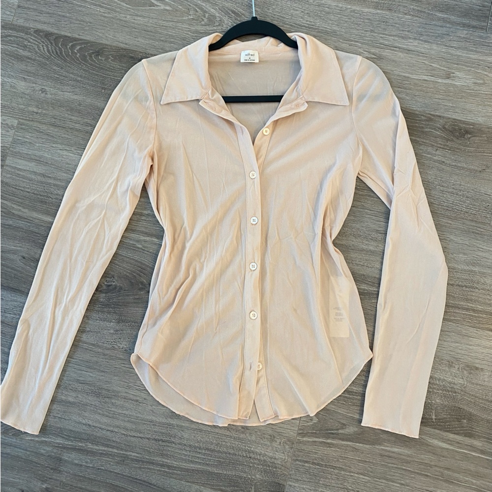 Wilfred sheer button up blouse